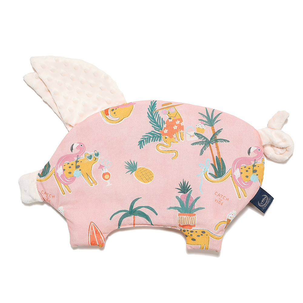 La Millou波蘭 豆豆小豬枕｜石虎渡假中(粉底)｜雲朵白