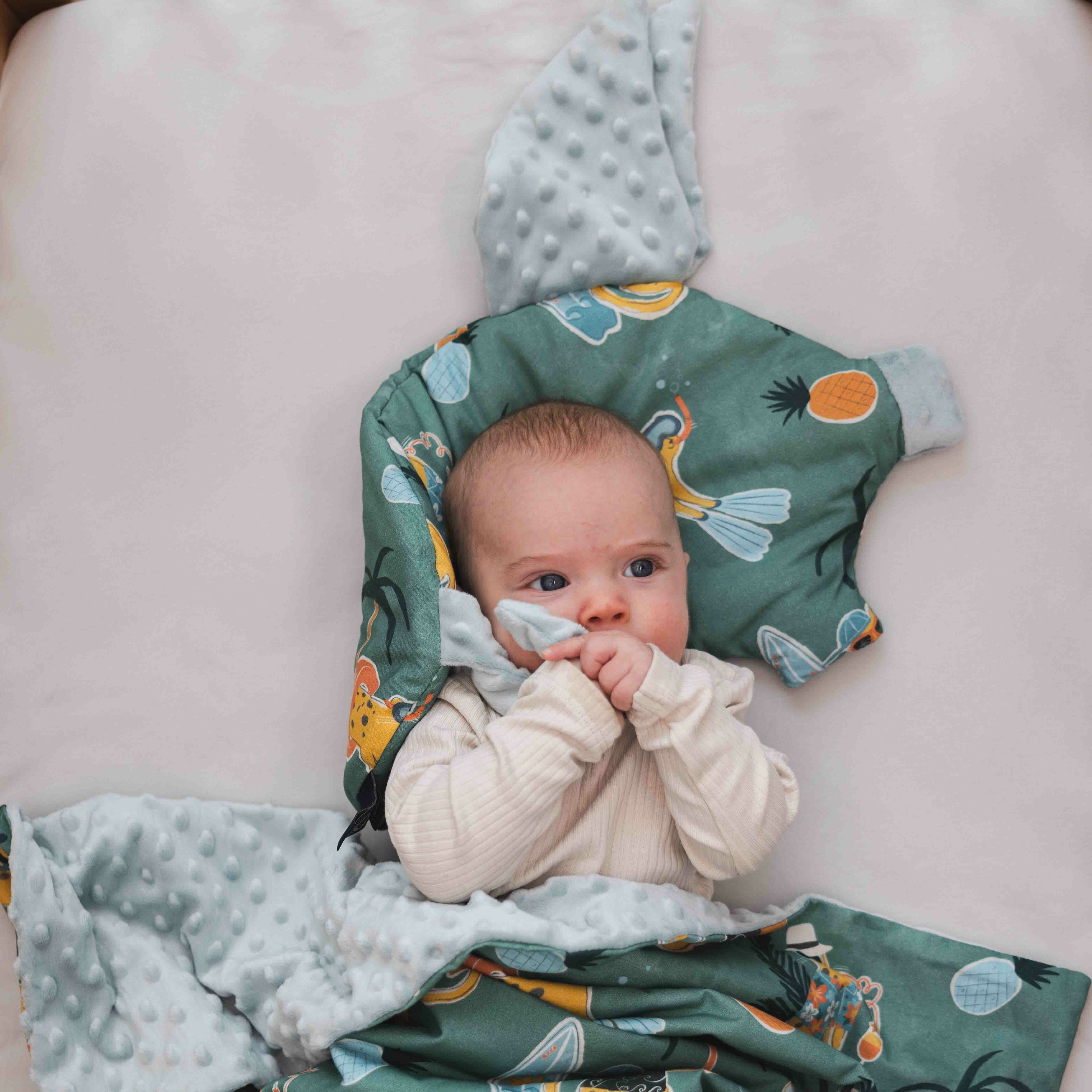 La Millou波蘭 豆豆小豬枕｜石虎渡假中(綠底)｜煙燻香草綠