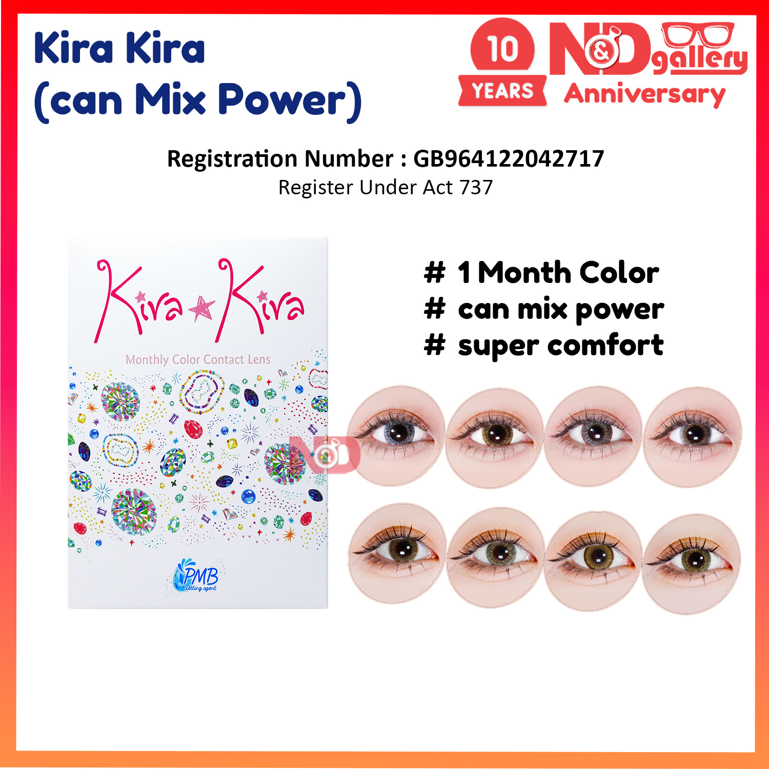 Horien Eye Secret Kira Kira 1 Month Color Contact Lens 1pc/Box 0.00 to -8.00DS ( Kira Brown)