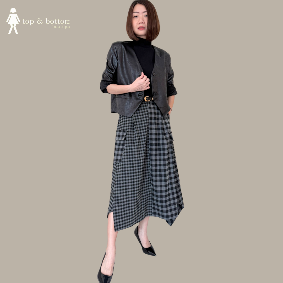 CHECKED ALINE LONG SKIRT