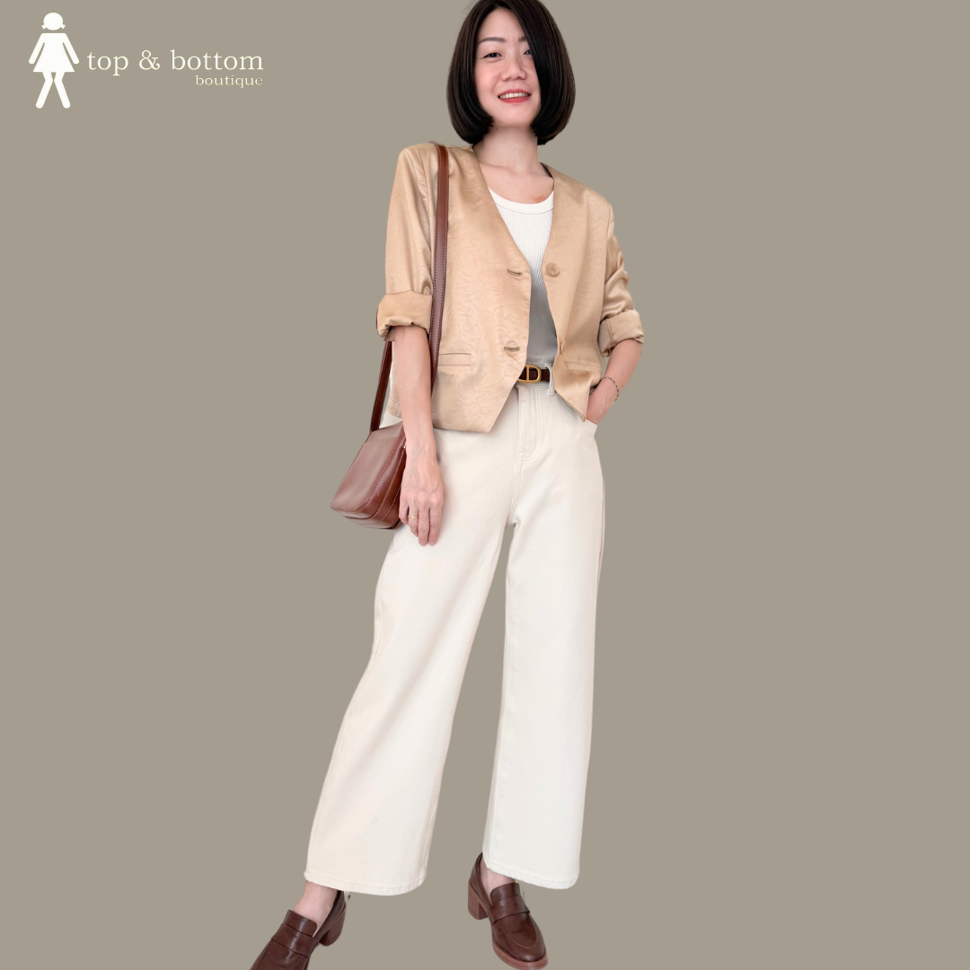 LONG SLEEVE GLOSSY BUTTON SHORT JACKET