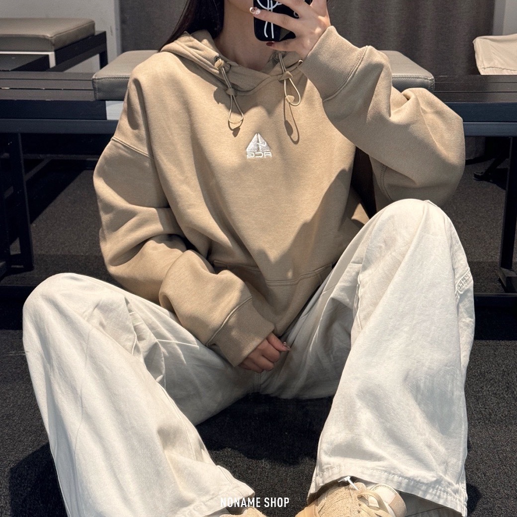 NIKE ACG THERMA-FIT 厚磅 刺繡 抽繩 刷毛 帽TEE 卡其色 (男款)