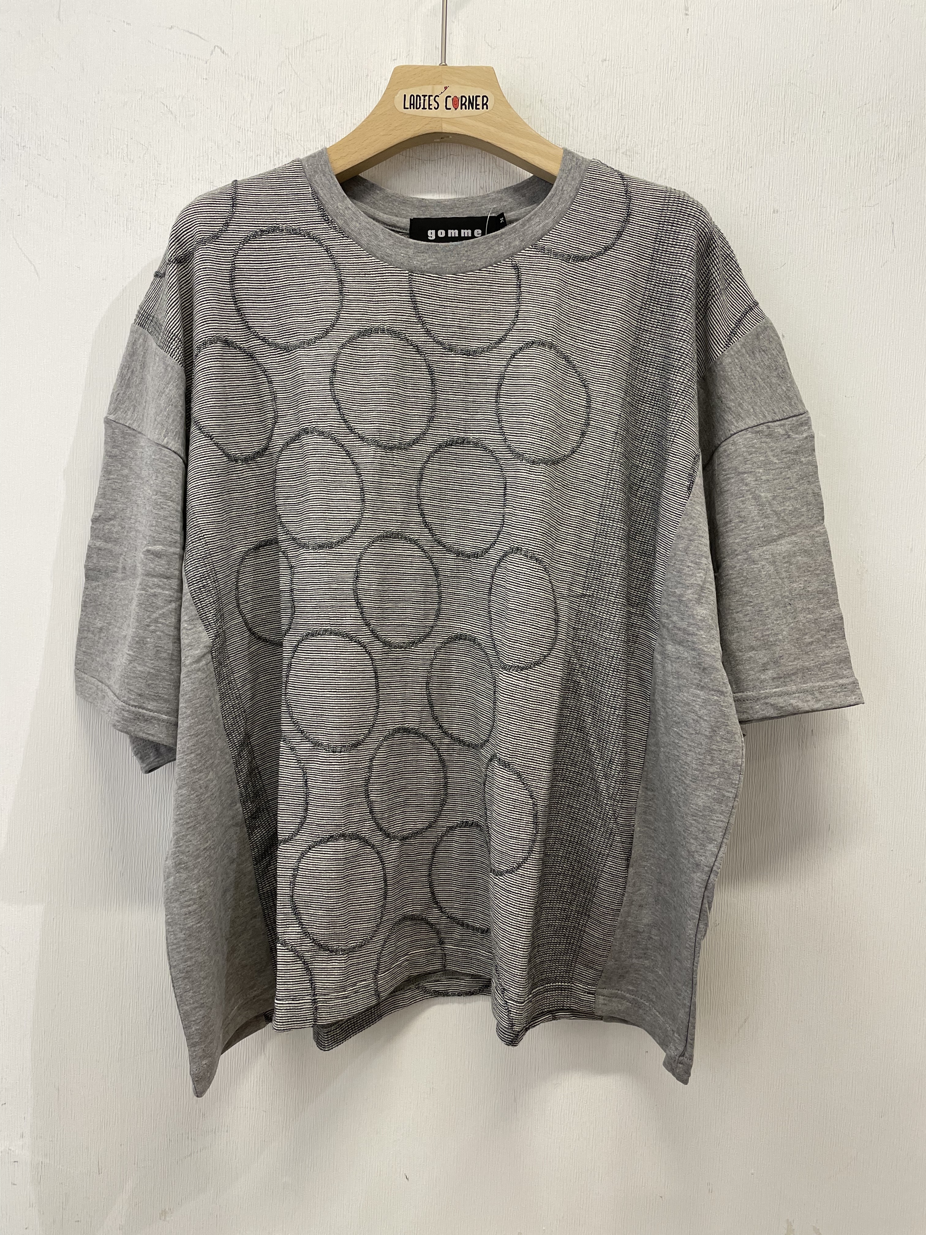 Gomme Ring Dot Half Sleeve Top