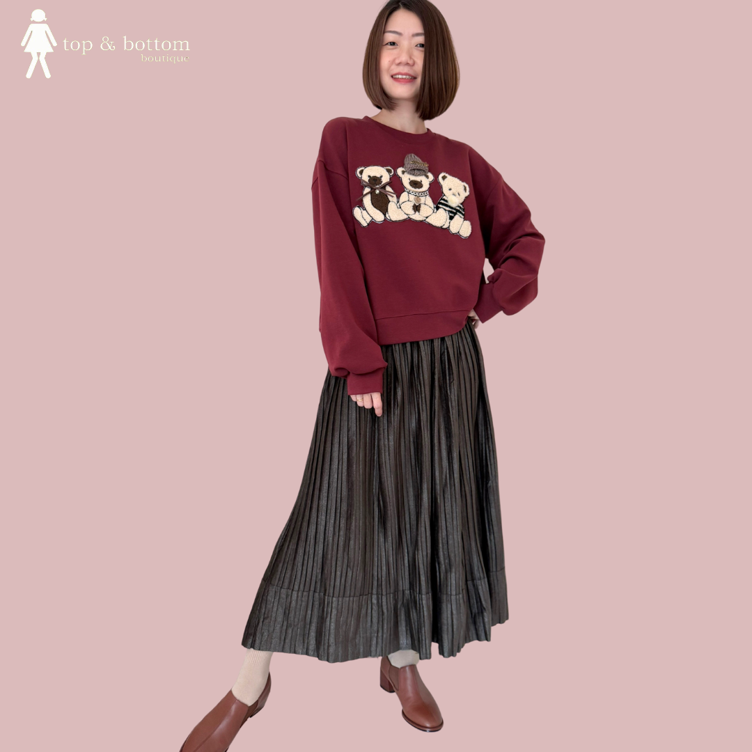 SUEDE PLEATED MIDI SKIRT