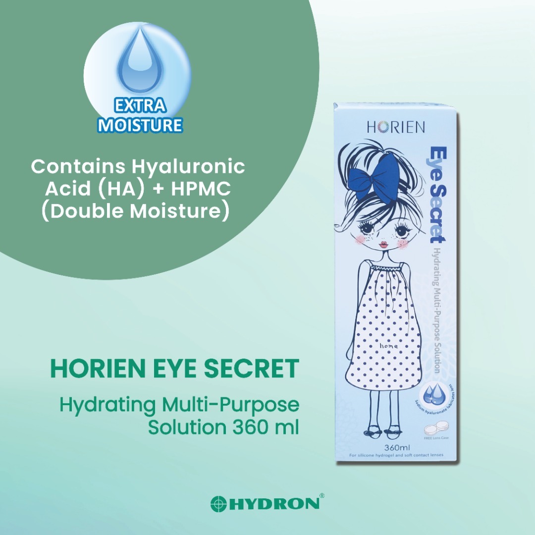 Horien Eye Secret 360ml Multi Purpose Solution With Ha+ Blue Box ( for contact lens ) , Suitable for silicone hydrogel lens