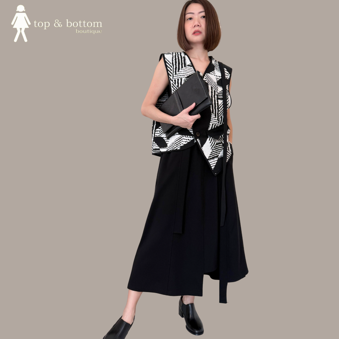 GEOMETRIC PRINTED LINEN OVERSIZE VEST