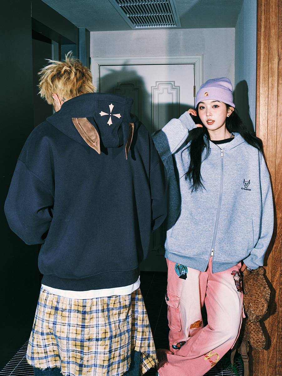 LEMANISM 卡通杜賓狗 耳朵帽子 連帽外套