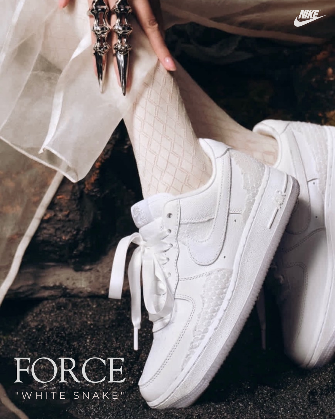 NIKE AIR FORCE 1 LOW '07 LX "White Snake" 蛇年 NEW YEAR AF1 全白 蛇麟紋 白蛇 緞帶 復古 休閒鞋 HV6011111