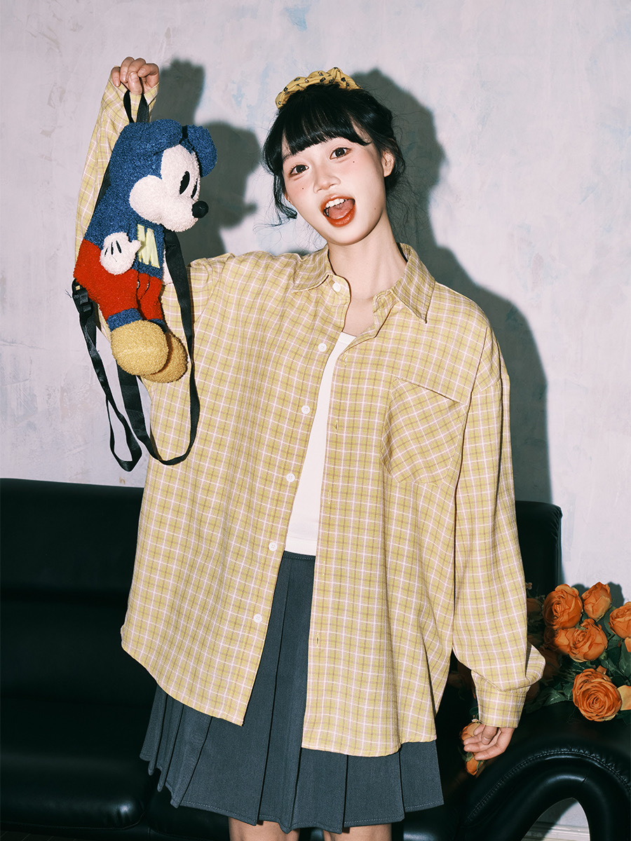 LEMANISM 日系復古 格子 長袖襯衫