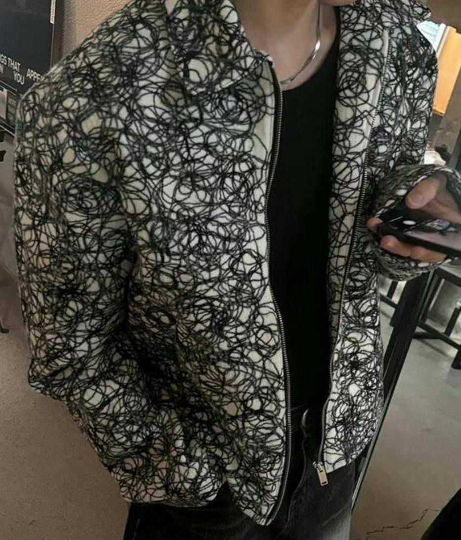 反領亂紋拉鍊外套 MALENKII-106JK