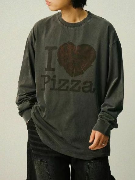 OverSize洗水英文字圖案長袖衫 SCOPE-060T