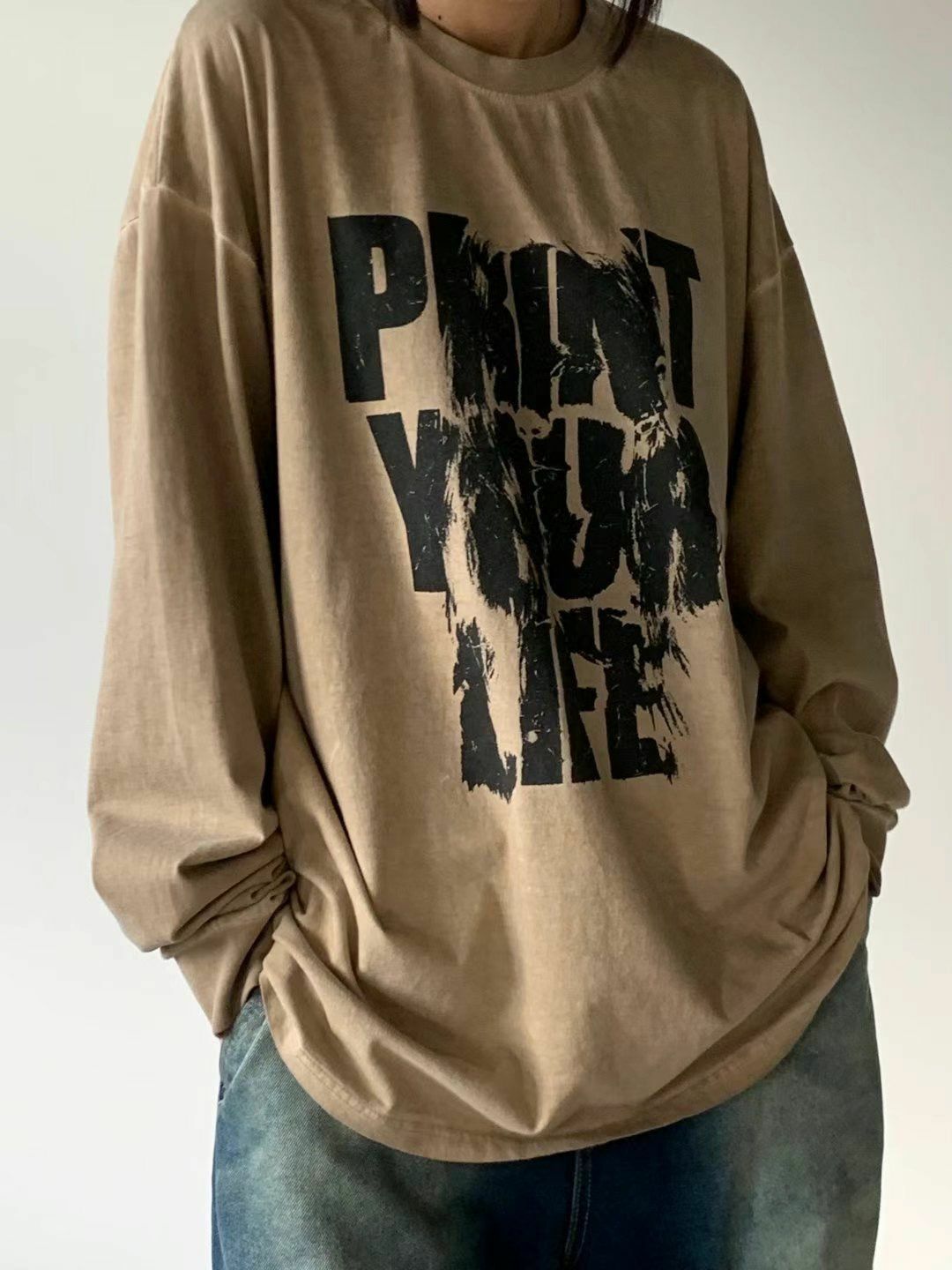 洗水英文字長袖衫 SCOPE-061T