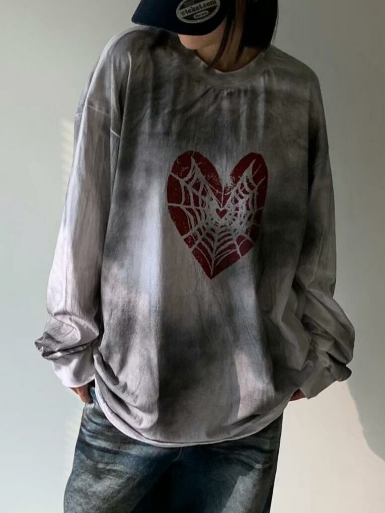 仿污心心圖案長袖衫 SCOPE-062T