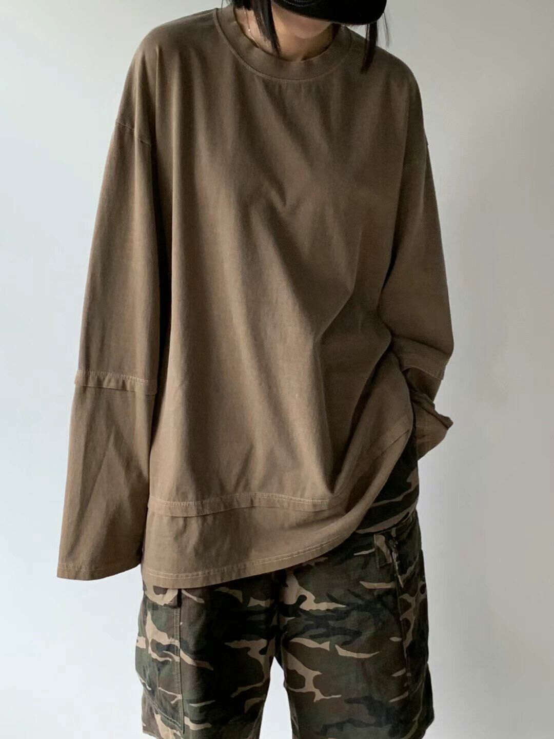 淨色假兩件長袖衫 SCOPE-063T