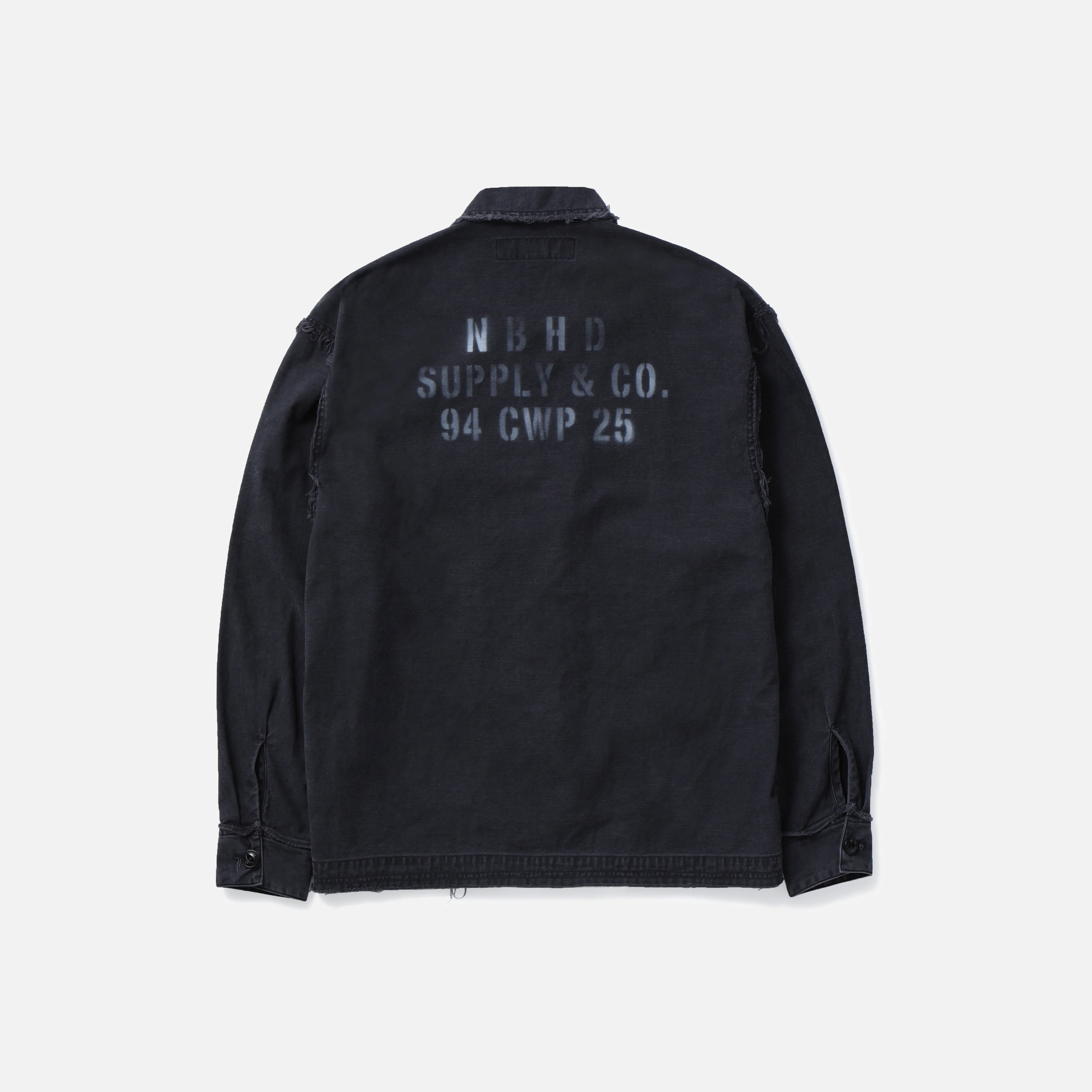 -(B3d03)-NEIGHBORHOOD UNTRIMMED ZIP SHIRT LS 拉鍊 鈕扣 雙開襯衫 仿舊 黑色-251AQNH-SHM06