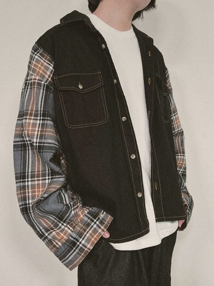 拼格仔長袖恤衫 S2304