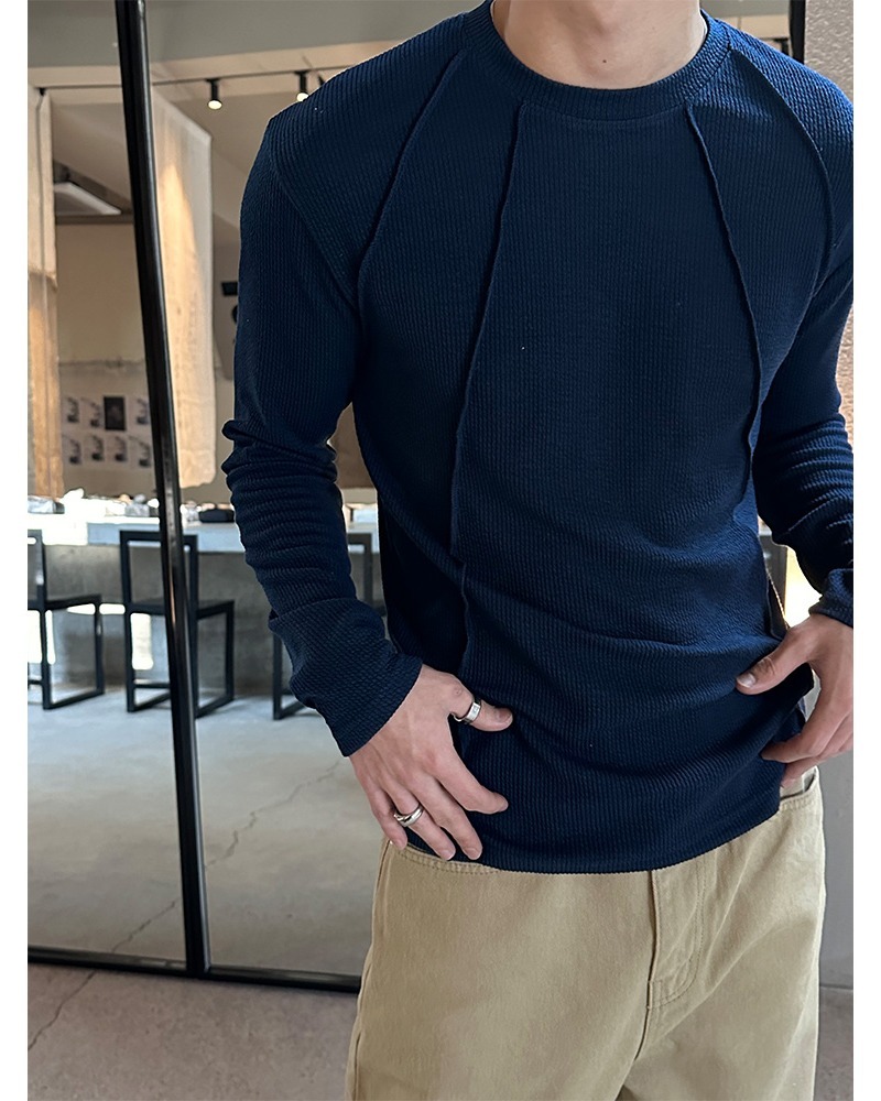 阿曼達落肩剪裁肌肉貼合長袖T恤