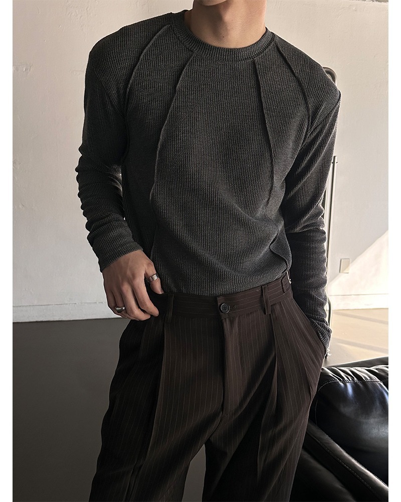 阿曼達落肩剪裁肌肉貼合長袖T恤