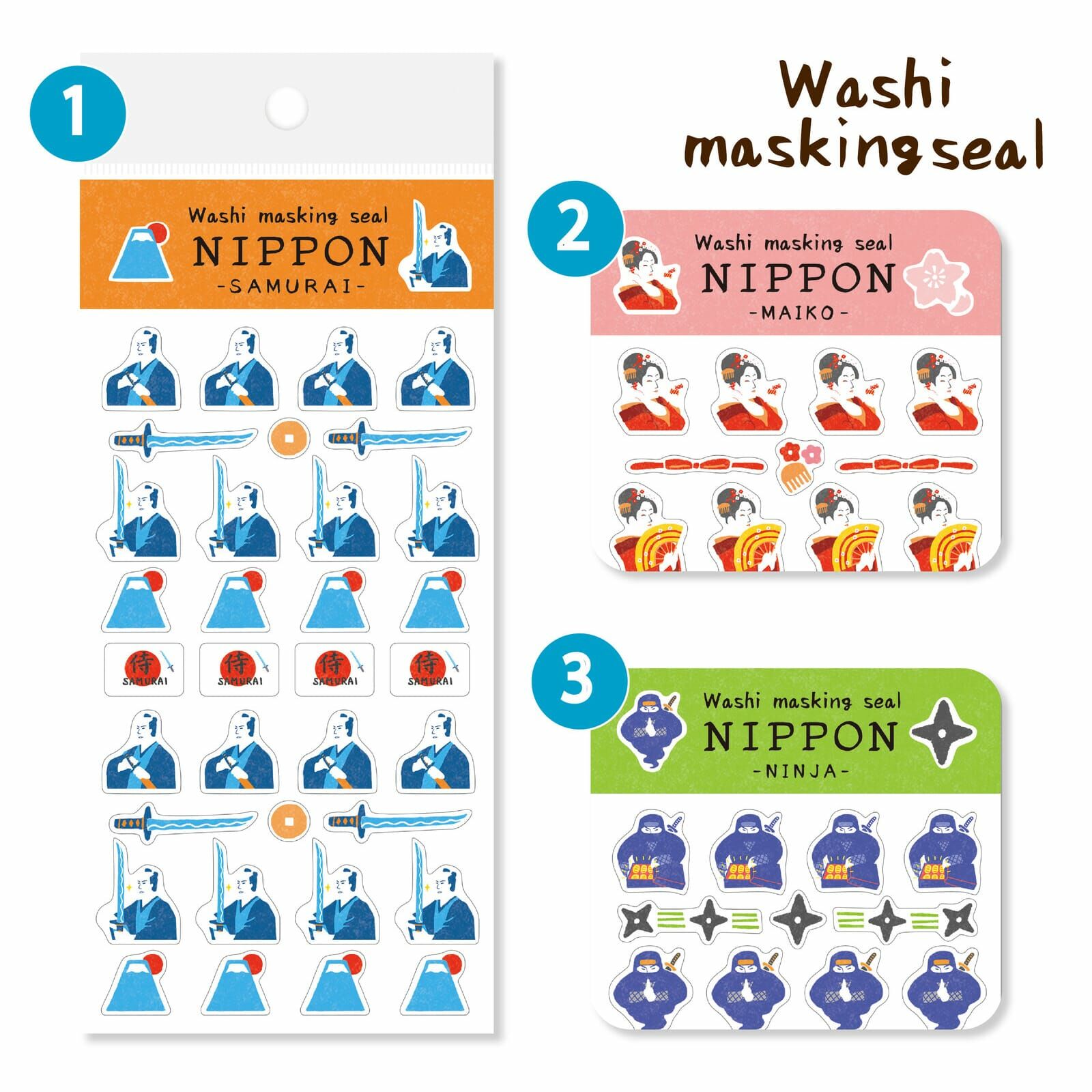 日本傳統 NIPPON限定 和紙貼紙 歌舞伎 舞伎 忍者 ｜日本古川紙工