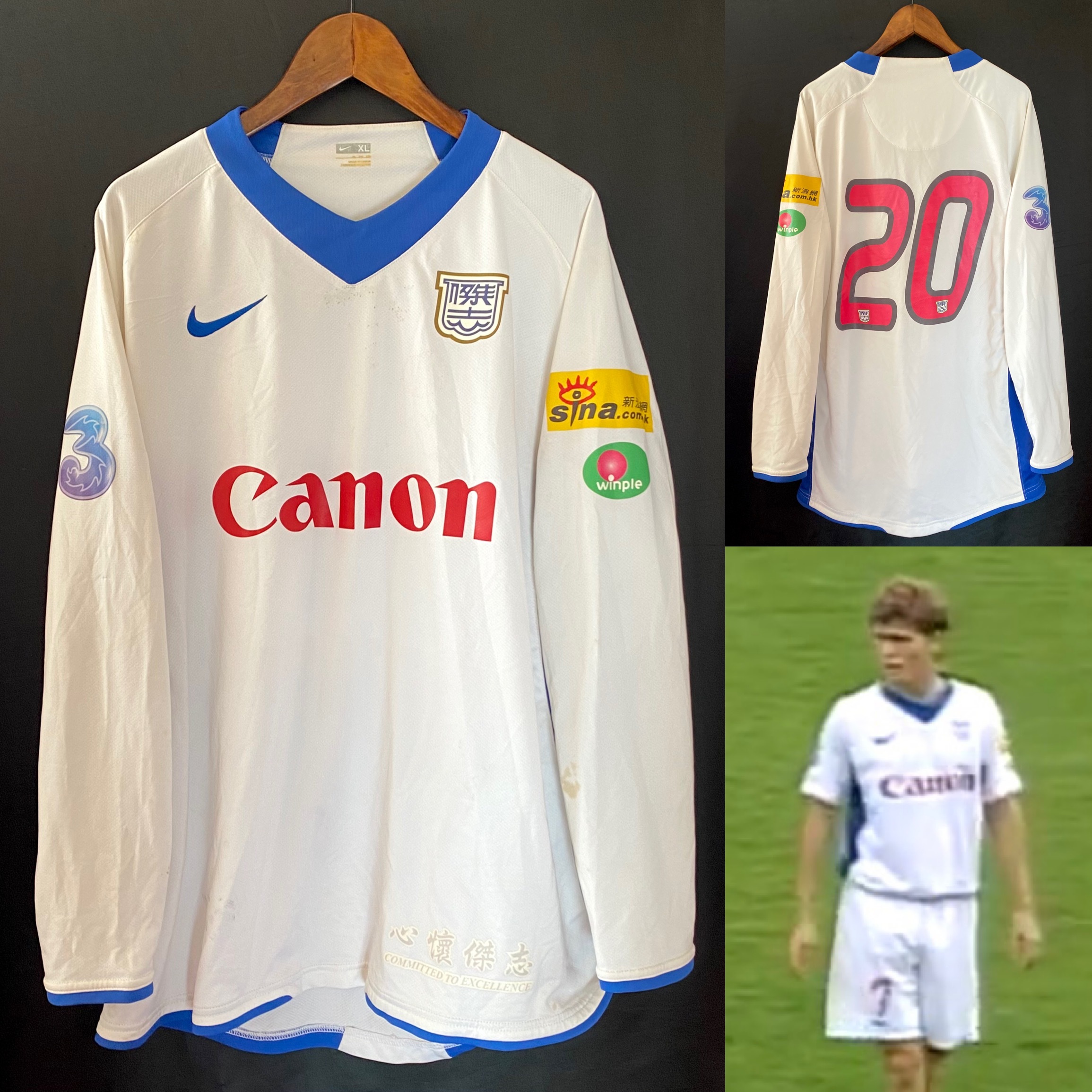 (Match Worn) Kitchee Football Team 2008-2009 Nike L/S Away Match Worn Shirt #20