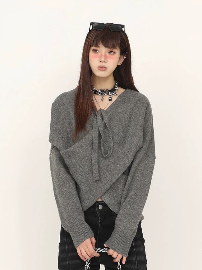 知性格雷灰系列造型毛衣