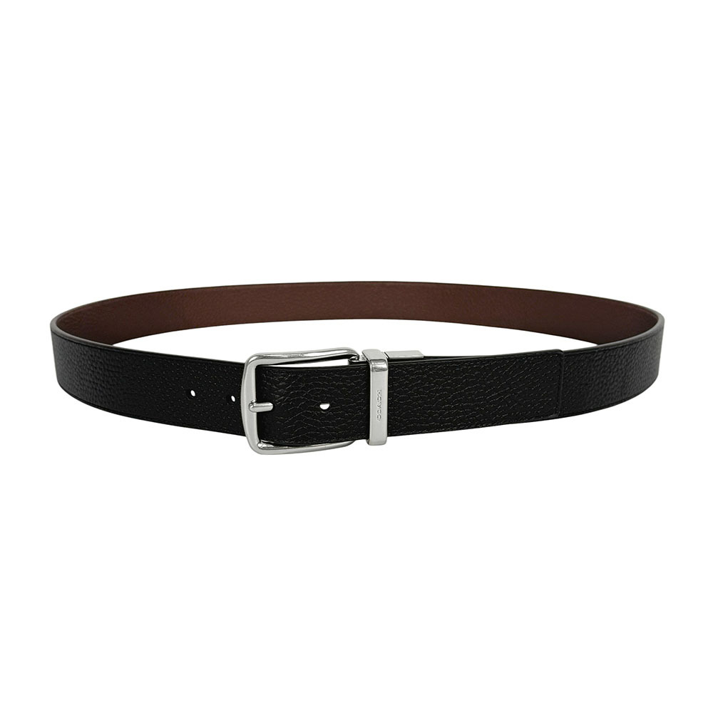 【COACH】荔枝皮革寬3.8cm雙面可用皮帶(黑色/深棕色)CQ023 AQ0