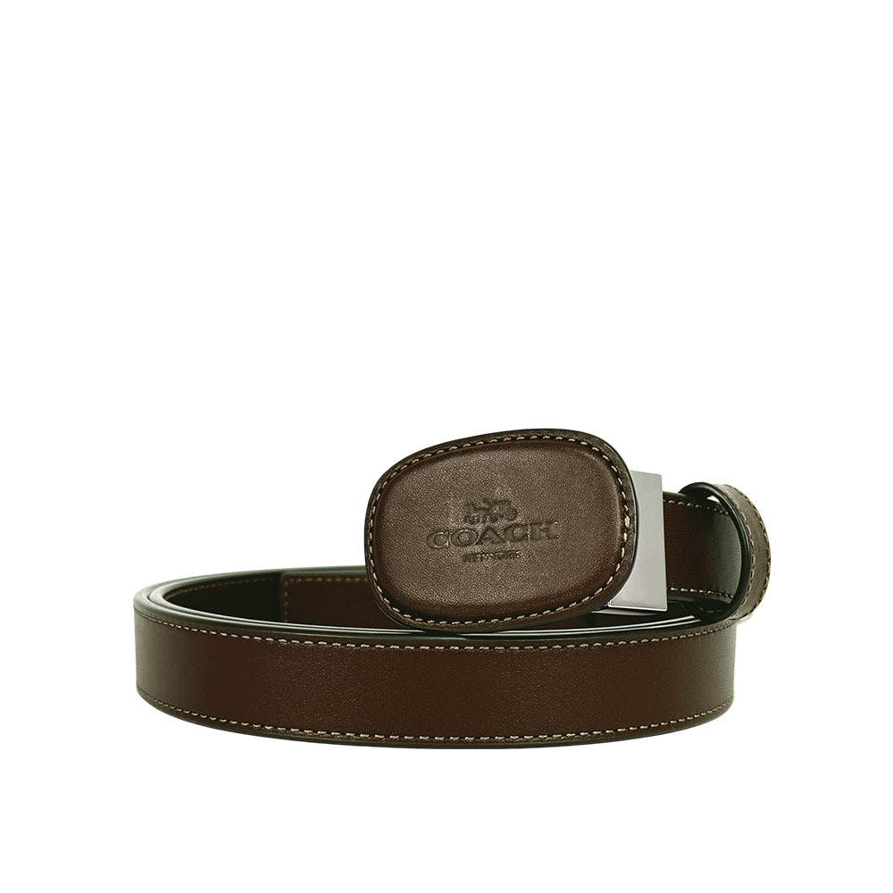 【COACH】Eliza 皮革橢圓標誌小牛皮寬2.5cm皮帶(楓棕色)CW737 MAP