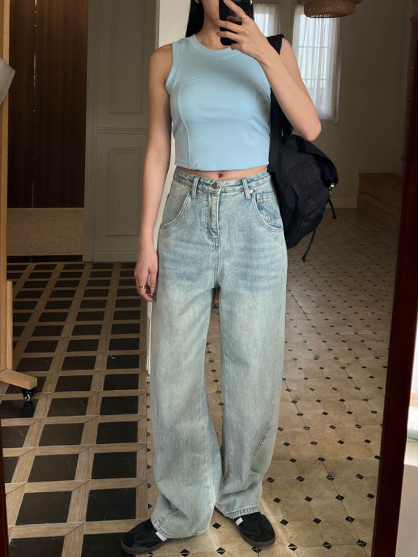 男友中性牛仔彎刀褲*3色