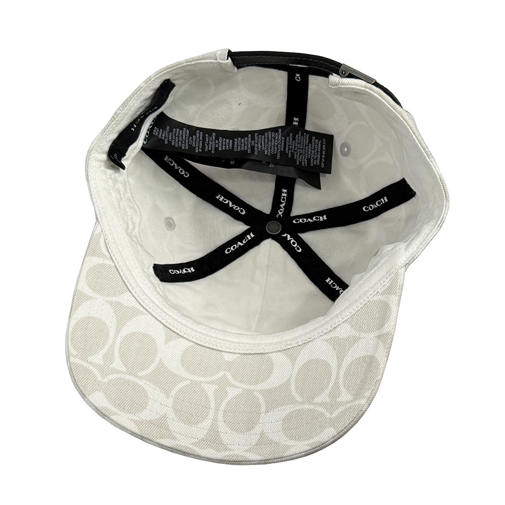 【COACH】滿版CC Logo 棉質牛仔棒球帽  XS-S  / M-L (白色)CH404 CHK