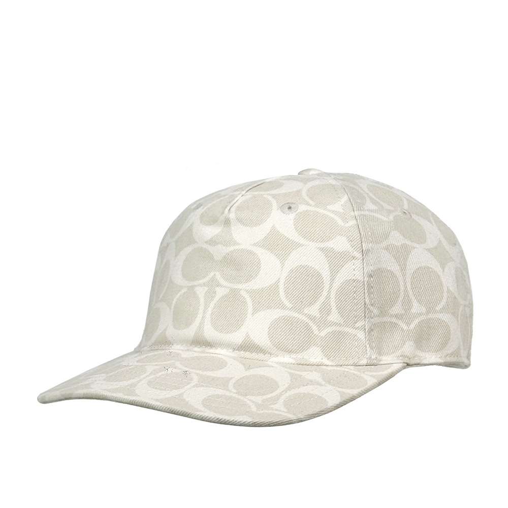 【COACH】滿版CC Logo 棉質牛仔棒球帽  XS-S  / M-L (白色)CH404 CHK