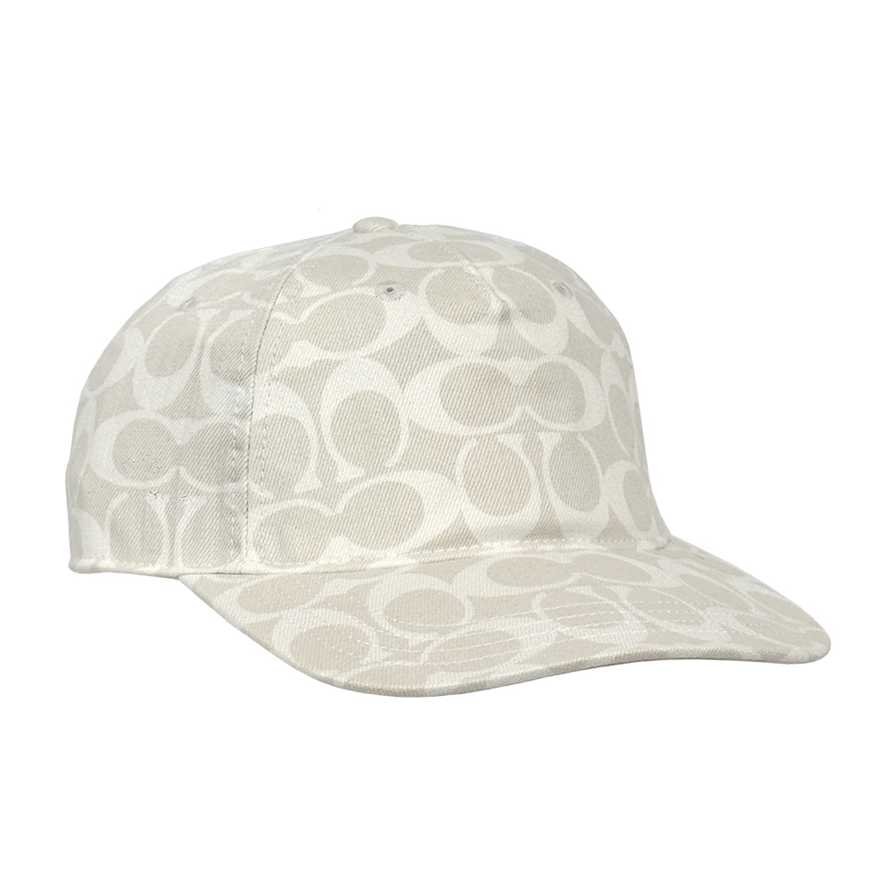 【COACH】滿版CC Logo 棉質牛仔棒球帽  XS-S  / M-L (白色)CH404 CHK