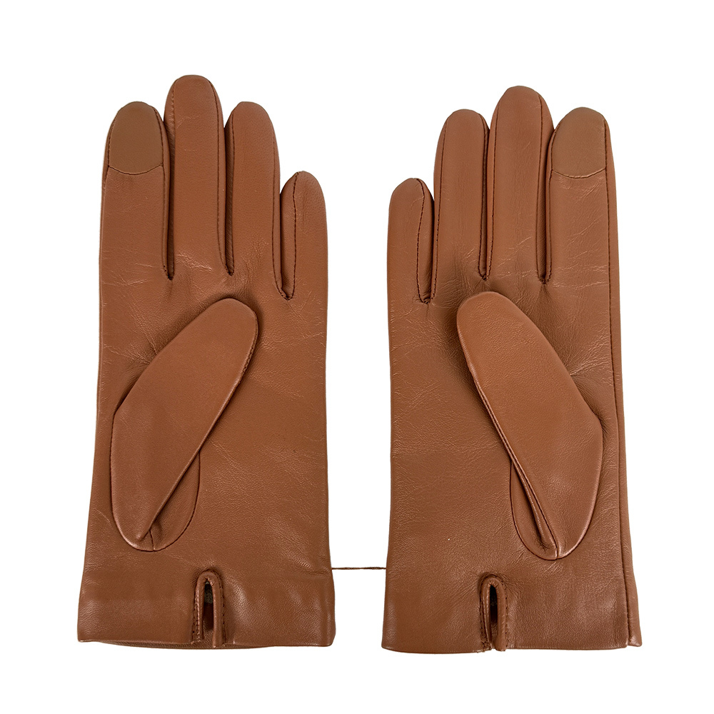 【COACH】女款壓印Logo 皮革智能手套 S / M (焦糖色)