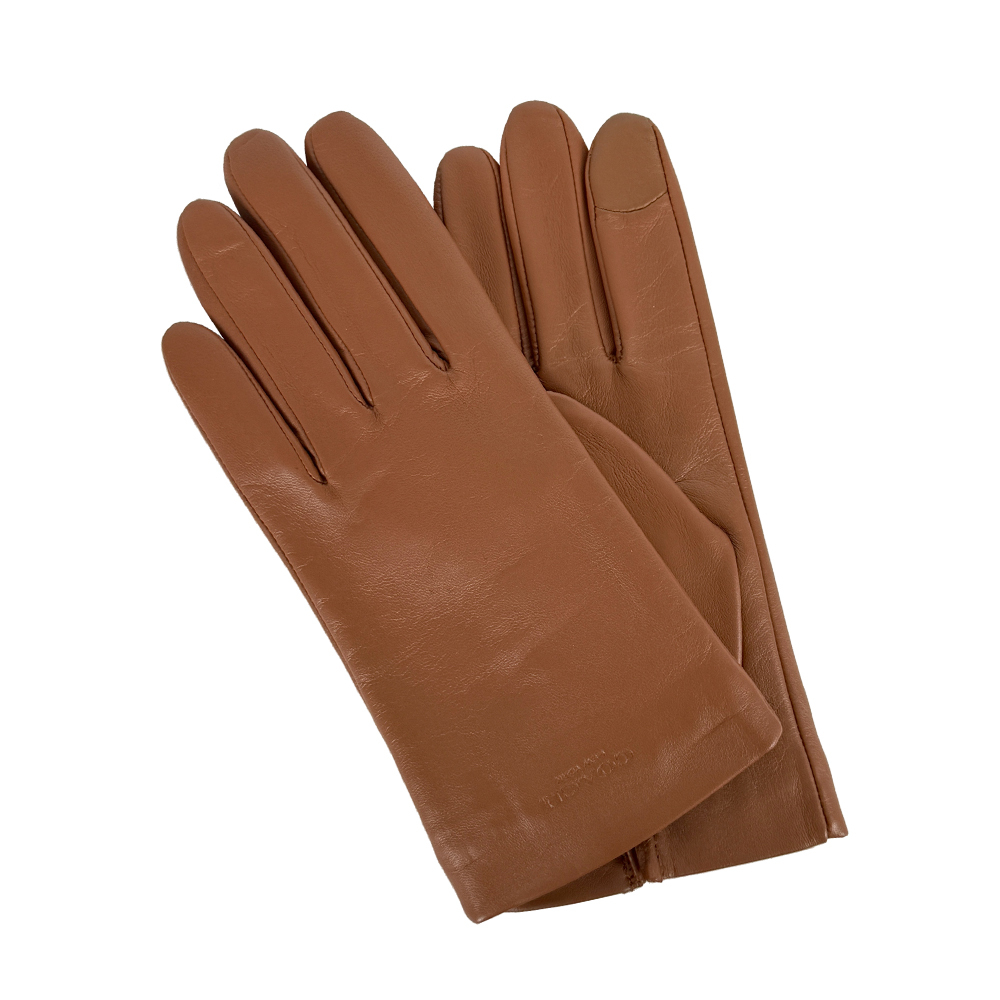 【COACH】女款壓印Logo 皮革智能手套 S / M (焦糖色)CV864 SAD