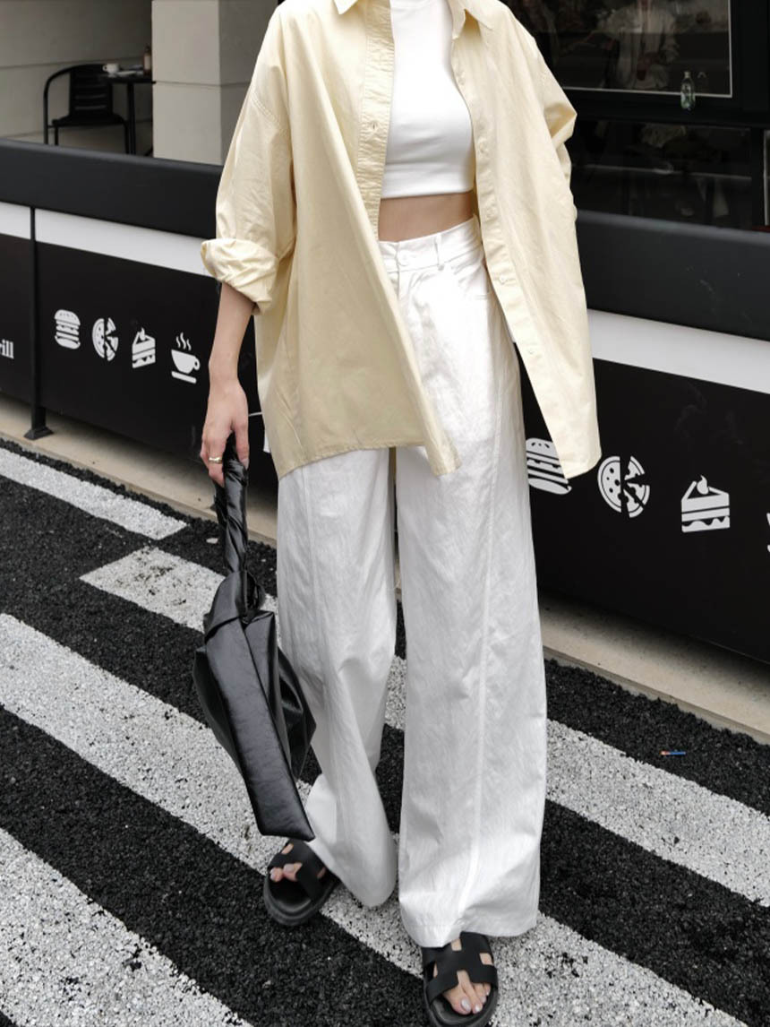 高腰直筒休閒彎刀紙片褲*3色