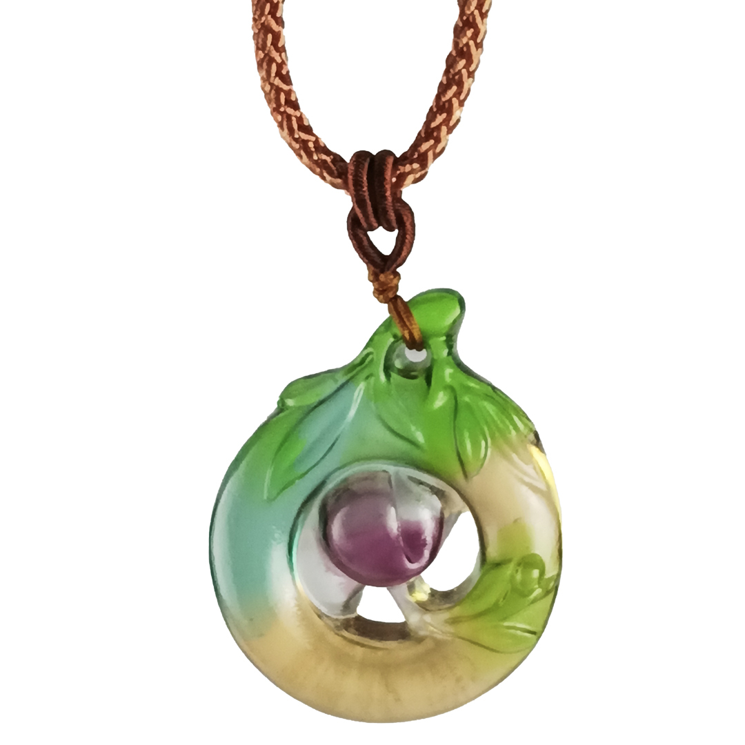 居家開運壽桃造型水晶琉璃項鍊｜招財納福 開運送禮首選