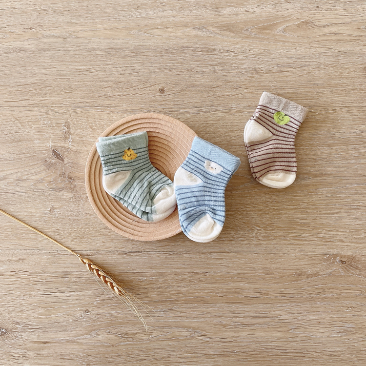 條紋小熊網眼襪子組