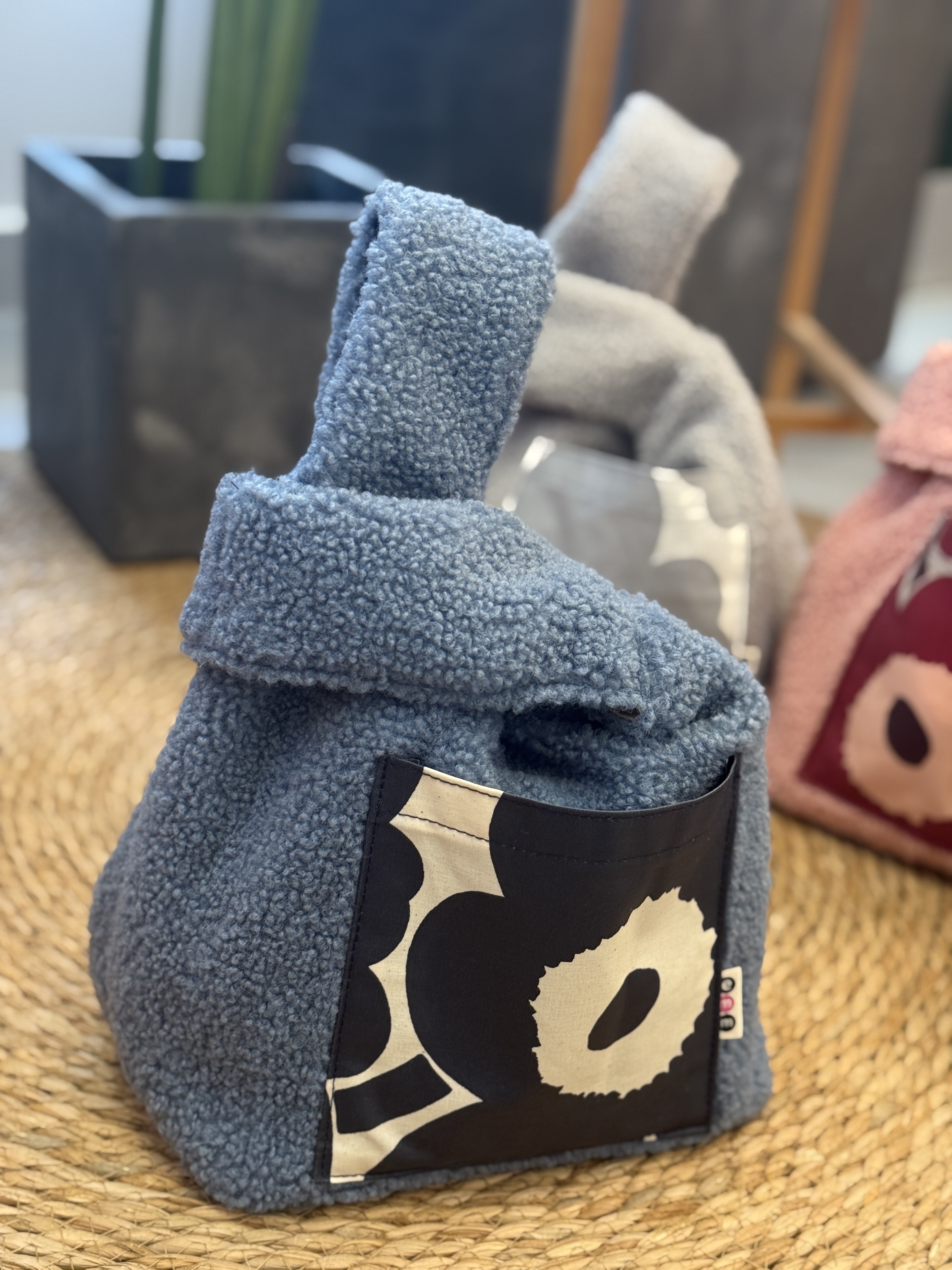 毛毛Vest tote |藍色毛毛布 X marimekko Blue unikko