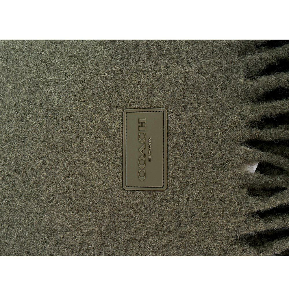 【COACH】橡膠Logo 素面羊駝毛圍巾(橄欖綠)CU815 RM3
