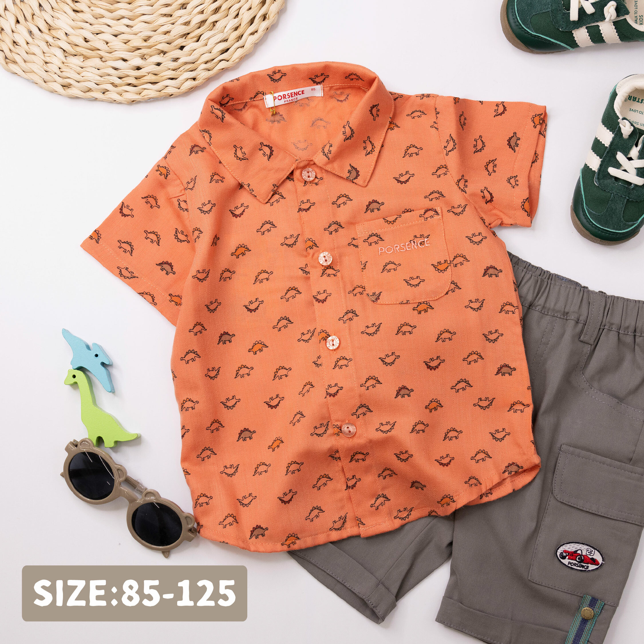 波紳士【22001】童趣滿版小恐龍POLO襯衫