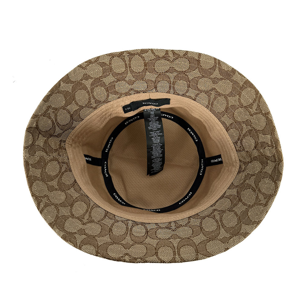 【COACH】滿版CC Logo 緹花布愛心及流星補丁漁夫帽 XS-S  / M-L (卡其色)CX203 KHMC