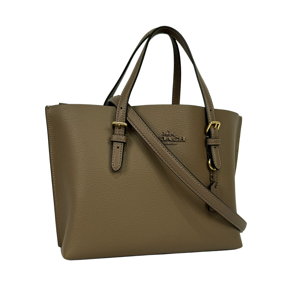 【COACH】Mollie 25 雙面皮革三層小款托特包(深石色)