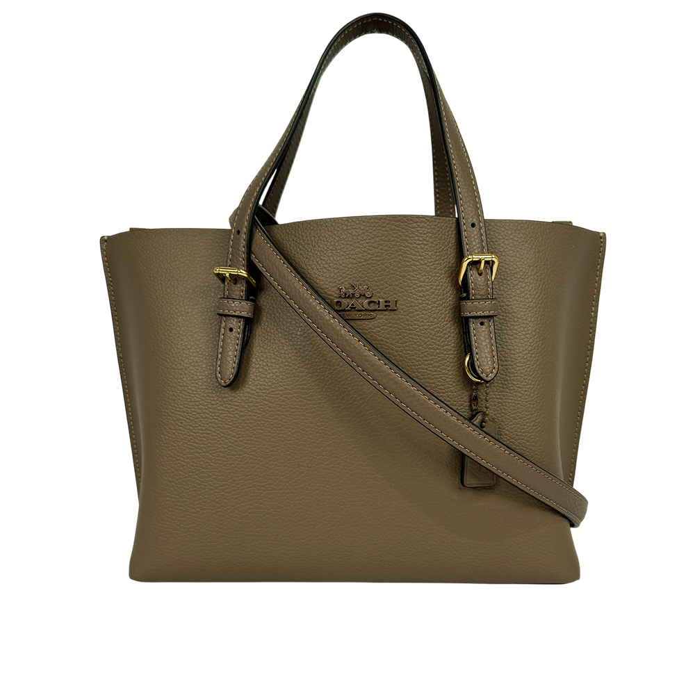 【COACH】Mollie 25 雙面皮革三層小款托特包(深石色)