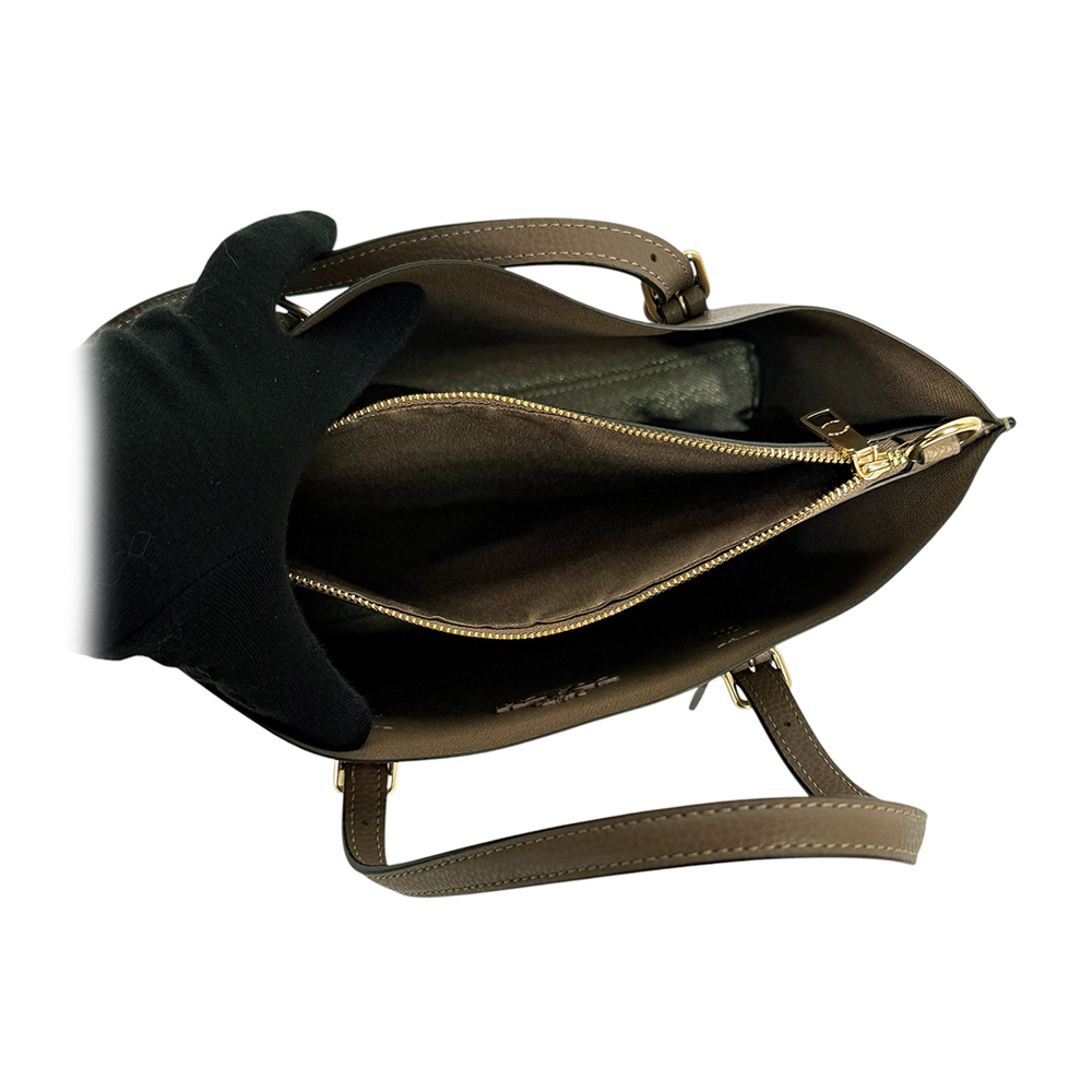 【COACH】Mollie 25 雙面皮革三層小款托特包(深石色)CV966 IMV2R