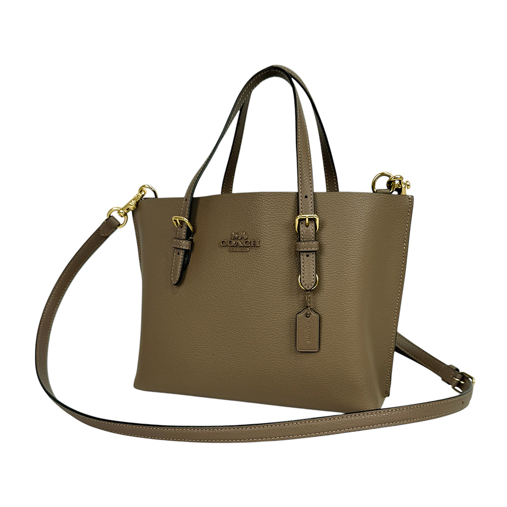 【COACH】Mollie 25 雙面皮革三層小款托特包(深石色)CV966 IMV2R