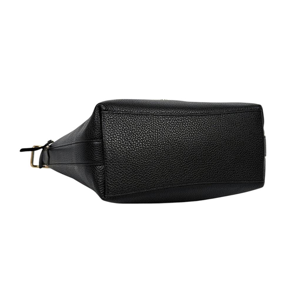 【COACH】Val 金字荔枝皮革斜背水桶包(黑色)C2818 IMBLK