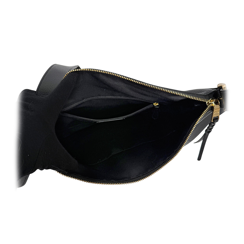 【COACH】Val 金字荔枝皮革斜背水桶包(黑色)C2818 IMBLK