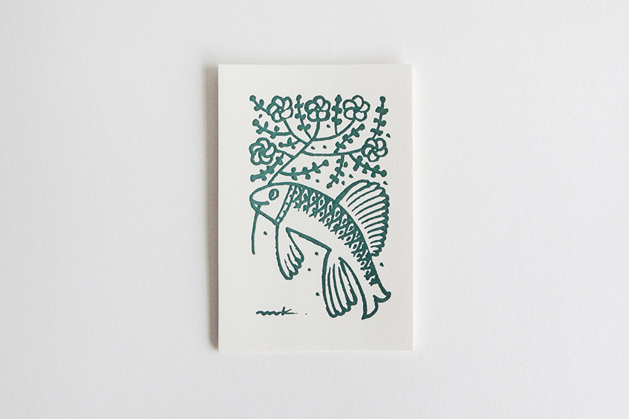 鹿兒島睦週邊-Letterpress Postcard 明信片 / 魚