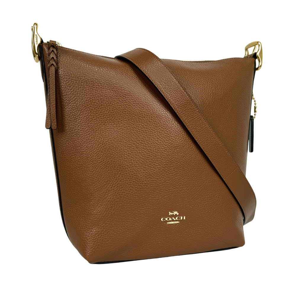 【COACH】Val 金字荔枝皮革斜背水桶包(紅棕木色)C2818 IMR1W