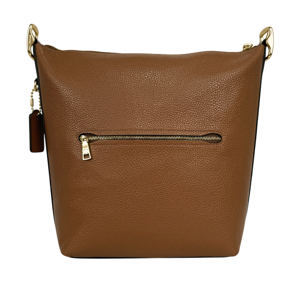 【COACH】Val 金字荔枝皮革斜背水桶包(紅棕木色)C2818 IMR1W