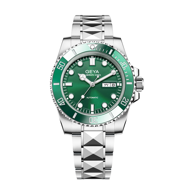 【GEYA 格雅】G78179GW 鏤空 夜光 星期 日期 不鏽鋼 水鬼款 機械錶